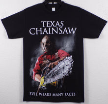 Load image into Gallery viewer, New &quot;The Texas Chain Saw Massacre - Evil Wears Many Faces&quot; Unisex Silkscreen T-Shirt. Available From Small-3XL.
