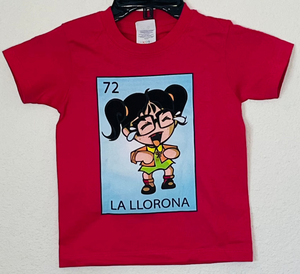 New "La Llorona" Girls Youth Silkscreen Novelty T-Shirt. Available In XS-XL Youth.