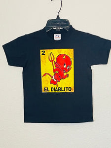 New "El Diablito (Baby)" Boys Youth Silkscreen Novelty T-Shirt. Available In XS-XL Youth.