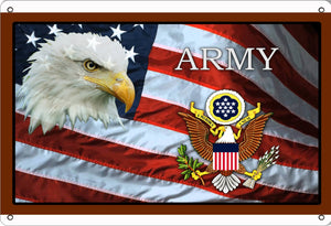 New "Army Flag" Reproduction Military Sign 9"H × 12"W In Diameter.