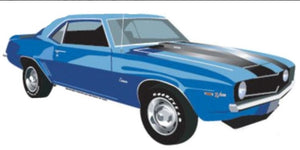 New "1969 Chevy Camaro" Aluminum Embossed Shape Die Cut Sign. 24" Wide x 10" Tall In Diameter.