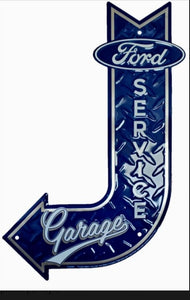 new ford service garage bent arrow aluminum die cut sign 11.5wide x 17.5tall man cave ford motors cars auto novelty wall decor