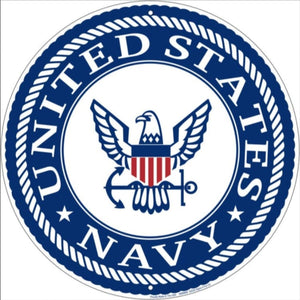 New "United States - Navy Seal" Embossed Aluminum Die Cut Sign. 12" Round In Diameter.