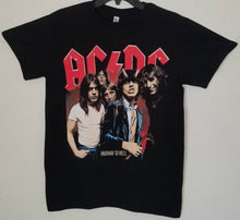 Load image into Gallery viewer, A black unisex T-shirt featuring the iconic &quot;Highway to Hell&quot; album cover artwork by AC/DC, showcasing bold graphics and vintage-inspired design.
