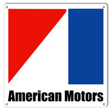 Load image into Gallery viewer, American Motors Garage Shop Metal Sign with a clean, bold design in the New style, featuring vibrant colors and a polished finish. 12&quot; x 12&quot; Metal Sign
