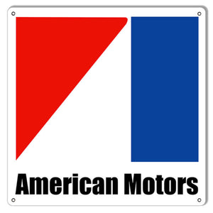 American Motors Garage Shop Metal Sign with a clean, bold design in the New style, featuring vibrant colors and a polished finish. 12" x 12" Metal Sign