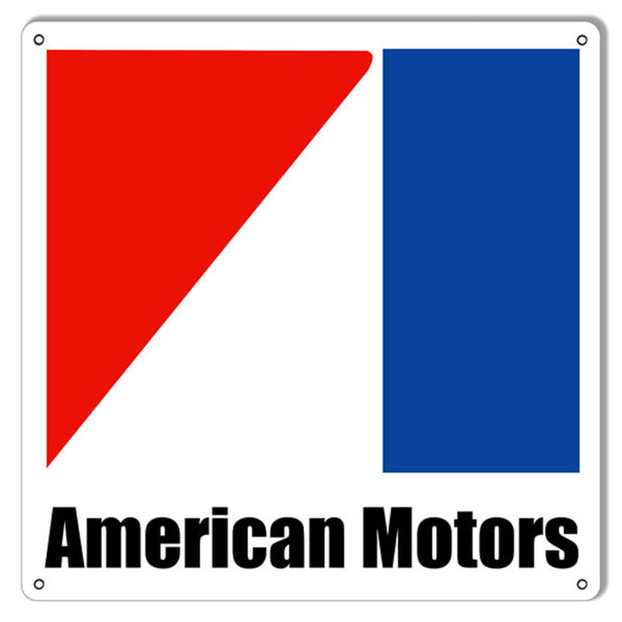 American Motors Garage Shop Metal Sign with a clean, bold design in the New style, featuring vibrant colors and a polished finish. 12