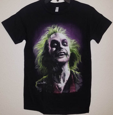 beetlejuice color face adult silkscreen t-shirt available from small-3xl apparel beetlejuice movies horror unisex shirts tops