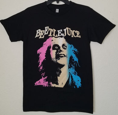 ’Beetlejuice Face’ Unisex Silkscreen T-Shirt. Available From Small-3XL. - Small - Adult Short Sleeve Shirt