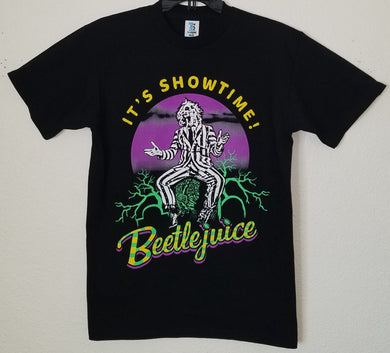 ’Beetlejuice It’s Showtime!’ Unisex Silkscreen T-Shirt. Available From Small-3XL. - Small - Adult Short Sleeve Shirt