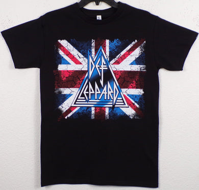 ’Def Leppard - Union Jack’ Adult Silkscreen T-Shirt. Available From Small-3XL. - Unisex Short Sleeve Shirt