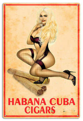 New ’Habana Cuba Cigars Pin Up Girl’ 3 Sizes To Choose From 12W″ x 18″H 16″W x 24″H 18″W x 30″H In Diameters. - 12’’W x