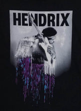 Load image into Gallery viewer, jimi hendrix playing guitar purple drip unisex silkscreen t-shirt available from small-3xl  purple haze classic rock apparel adult shirts tops
