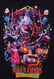 New ’Killer Klowns from Outer Space - Crazy House’ Adult Silkscreen T-Shirt. Available From Small-3XL. - Unisex Short Sleeve Shirt