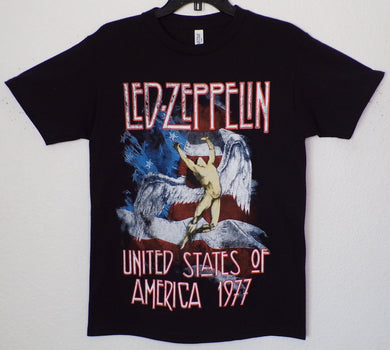 ’Led Zeppelin United States Of America 1977’’ Adult Silkscreen T-Shirt. Available From Small-3XL. - Unisex Short Sleeve Shirt