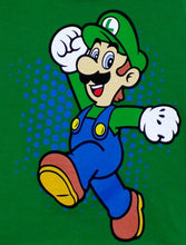 Load image into Gallery viewer, Youth-sized Luigi Mario Silkscreen T-Shirt with a bold Luigi graphic, made from soft, breathable cotton. Available in XS-XL
