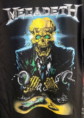 megadeth yellow skelton adult silkscreen t-shirt available from small-3xl unisex music apparel adult shirts tops