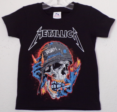 Youth-sized silkscreen t-shirt featuring an iconic Metallica design, perfect for young fans of the legendary band. Bold, high-energy style for any occasion. Available in sizes XS-XL.