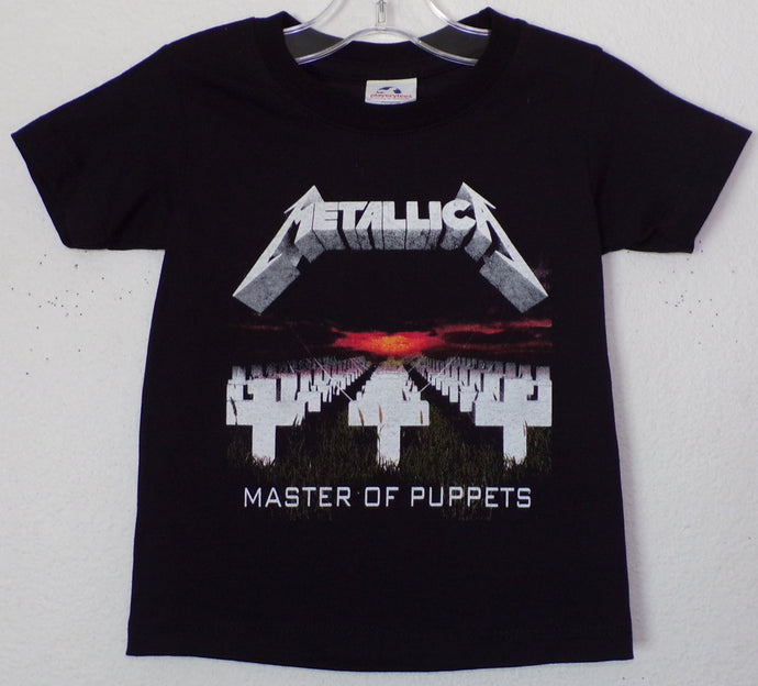 Metallica Master of Puppets' silkscreen t-shirt featuring the iconic album artwork. Available in sizes XS-XL.