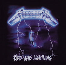 Load image into Gallery viewer, Youth unisex Metallica Ride the Lightning silkscreen t-shirt featuring iconic album artwork. Available in sizes XS-XL.
