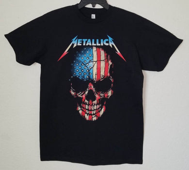 metallica usa skull adult silkscreen t-shirt available from small-3xl unisex music adult apparel hard rock shirts tops