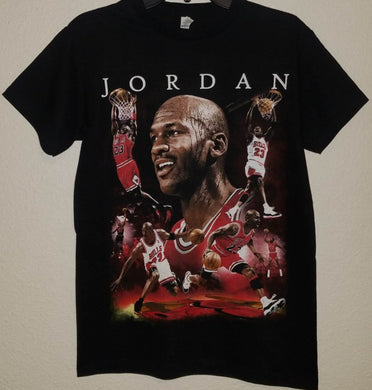 michael jordan picture collage adult silkscreen t-shirt available from small-3xl unisex sports chicago bulls apparel adult shirts tops