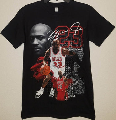 michael jordan the goat 23 adult silkscreen t-shirt available from small-3xl unisex apparel