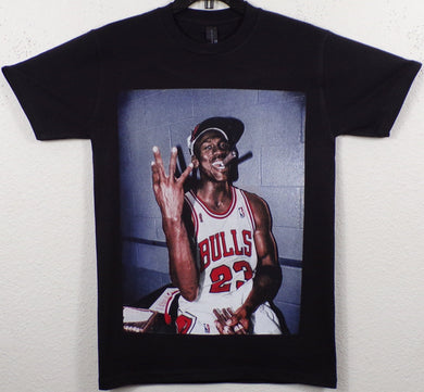 New ’Michael Jordan With Cigar’ Adult Silkscreen T-Shirt. Available From Small-3XL - Unisex Short Sleeve Shirt