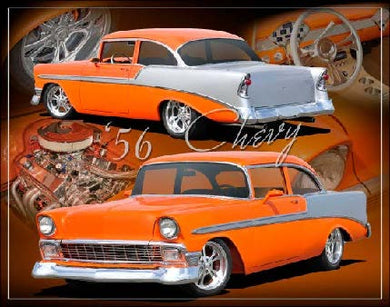 New ’1956 Orange Chevrolet Bel Air’ Wall Décor Metal Sign. 15’’W x 12’’H. - Metal Sign