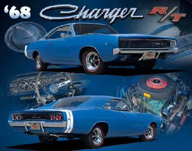 new 1968 blue dodge charger r t 425 hp hemi mopar wall decor metal sign 16width x 12-5height wall decor transportation plymouth dodge challenge cars auto novelty