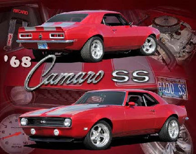 New ’1968 Red Chevy Camaro SS’ Man Cave Wall Décor. 15’’W x 12’’H. - Metal Sign