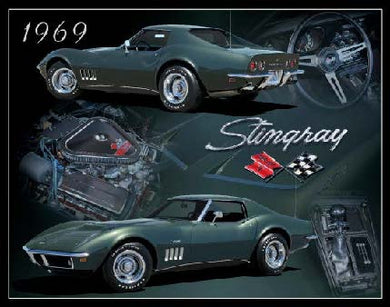 New ’1969 Corvette Stingray’ Memorabilia Wall Décor Metal Sign. 15’’W x 12’’H. - Metal Sign