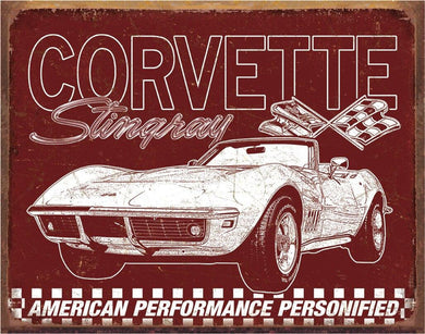 New ’1969 Corvette Stingray’ Wall Art Metal Sign. 16’’W x 12.5’’H. - Metal Sign