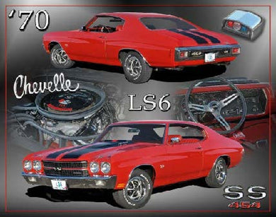 New ’1970 Red Chevelle LS6 SS 454’’ Man Cave Wall Décor Metal Sign. 15’’W x 12’’H. - Metal Sign