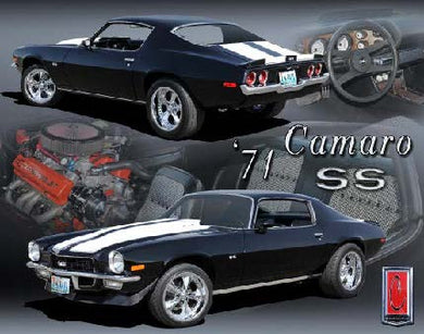 New ’1971 Black Camaro Super Sport’ Wall Décor Metal Sign. 15’’W x 12’’H. - Metal Sign