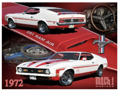 New ’1972 Mach 1 Mustang 351 Ram Air’ Wall Décor Metal Sign. 15’’W x 12’’H. - Metal Sign