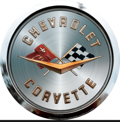 New ’1st Generation Chevrolet Corvette 1958-1961’’Embossed Aluminum Die Cut Sign. 12’’ Round In Diameter. - Wall Decor