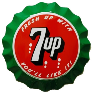 new 7 up bottle cap metal sign wall decor 12 inch round diameter 