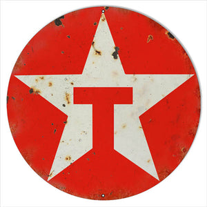 New ’Distressed Red Texaco Motor Oil’  - Round Metal Sign