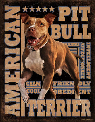 New ’American Pit Bull Terrier’ Wall Decor Metal Sign. 12.5’’W x 16’’H. - Metal Sign