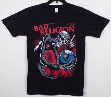 New ’Bad Religion - Skeleton Holding Earth’ Unisex Silkscreen T-Shirt. Available From Small-2XL. - Small - Men’s Short