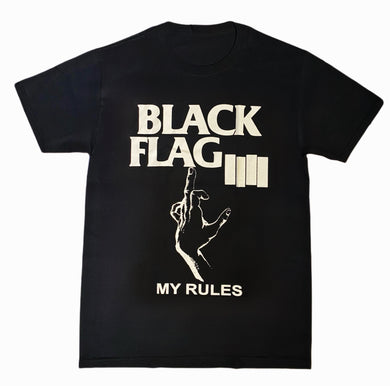 New ’Black Flag - My Rules’ Unisex Silkscreen T-Shirt. Available From Small-3XL. - Small - Men’s Short Sleeve Shirt