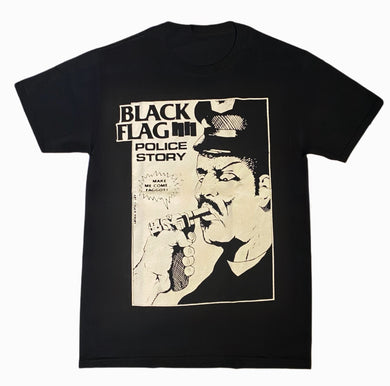 New ’Black Flag - Police Story’ Unisex Silkscreen T-Shirt. Available From Small-3XL. - Small - Men’s Short Sleeve Shirt