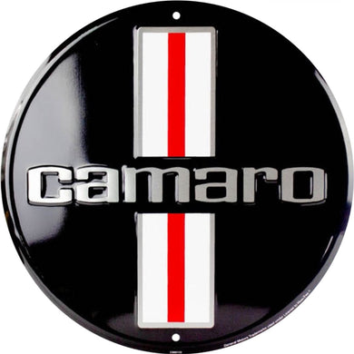 New ’Chevrolet Camaro’ Embossed Aluminum Die Cut Sign. 12’’ Round In Diameter. - Wall Decor