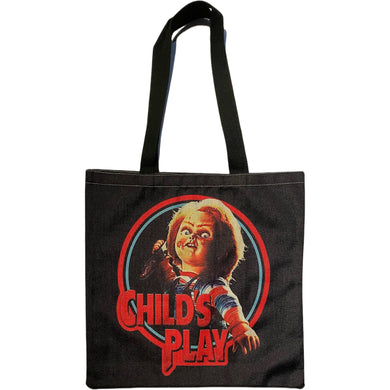 new chucky childs play canvas tote bags image is printed on both sides movies horror apparel accessories handbags