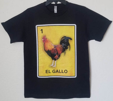 New ’El Gallo Rooster’ Loteria Style Men’s Silkscreen T-Shirt. Available From Small-3XL. - Small - Men’s Short Sleeve