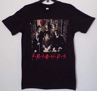 new friends of horror mens silkscreen t-shirt available from small-2xl women unisex pennywise it movies michael meyers men jigsaw jason hannibal freddy krueger apparel adult shirts tops