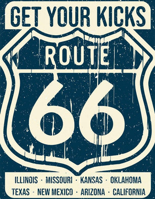 New ’Get Your Kicks Route 66’’ Man Cave Wall Art Metal Sign 12.5’’W x 16’’H. - Metal Sign