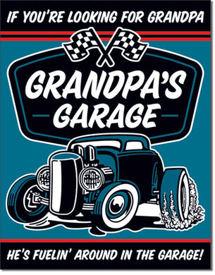 new grandpas garage wall art man cave metal shop sign 12.5width x 16height decor transportation mopar general motors ford auto novelty