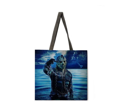 New ’Jason Voorhees Coming Out Of Water’ Canvas Tote Bags. Image Is Printed On Both Sides. - Handbags